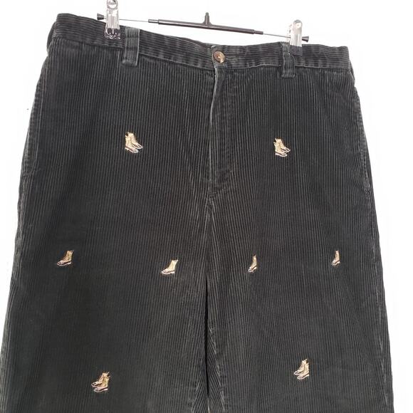 LL Bean Duck Boot Corduroy Pants Mens 34 Green Classic Fit Embroidered Winter - Picture 11 of 16